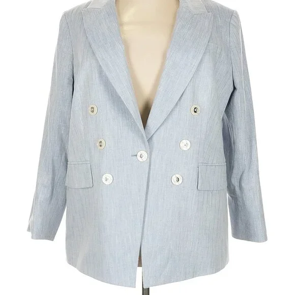 Veronica Beard light blue Double Breasted Dickey Blazer Size: 20 - Picture 9 of 12